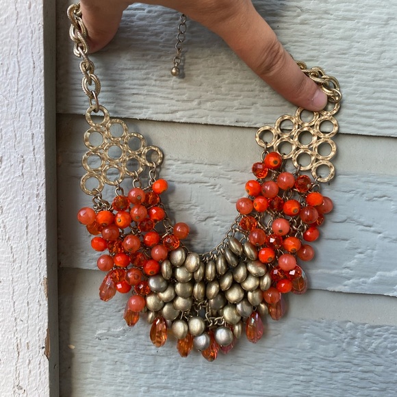Orange and gold necklace - Picture 4 of 6